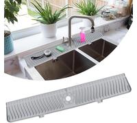 Paraspruzzi per lavello da cucina da 76,2 cm, in silicone, con manico antigoccia, tappetino in silicone più lungo per bancone della cucina, bagno, casa colonica, antigoccia e piano di lavoro (grigio)