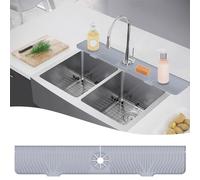 Paraspruzzi per lavello da cucina da 83,8 cm, in silicone, tappetino di scarico per rubinetto della cucina, tappetino per lavello in silicone per cucina, bagno, antigoccia, piano di lavoro grigio