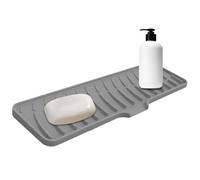 Paraspruzzi per lavello da cucina, tappetino per rubinetto in silicone, tappetino raccogli schizzi d'acqua con design autodrenante, supporto integrato per spugna di sapone, ideale per il controllo