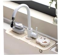 Paraspruzzi per lavello in silicone, Tappetino per rubinetto lavello da 17, 7 con paraspruzzi per pendenza di drenaggio per cucina Dietro il rubinetto, Beige, Tappetino