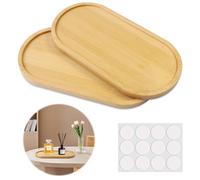 Parastar 2 vassoi in legno decorativi ovali con bordo rialzato, in bambù e legno, vassoio per dessert, caffè, tè e snack, per fiori, gioielli e molto altro