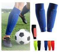 Parastinchi da calcio per ragazzi e ragazze, parastinchi per Defender a nido d'ape a compressione per un assorbimento degli urti superiore, maglia elastica traspirante, leggera e comoda vestibilità