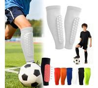 Parastinchi da calcio per ragazzi e ragazze, parastinchi per Defender, manica a compressione a nido d'ape per un maggiore assorbimento degli urti, maglia elastica traspirante, leggera e comoda da