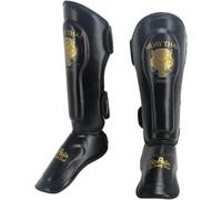 Parastinchi Muay Thai,Pad Muay Thai Training Instep,parastinchi Kickboxing Muay Thai,Cuoio di Cuoio,Cuscinetti di Protezione del Collo del Piede delle Gambe,Attrezzatura da Allenamento, Black, L