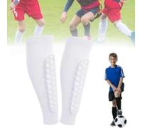 Parastinchi per bambini, 2 pezzi, parastinchi da calcio, a compressione a nido d'ape, leggeri, traspiranti con assorbimento degli urti superiore, protettivi per giovani adulti (bianco, S)