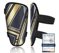 Parastinchi per bambini, certificati Prüfengel, adatti per bambini di età compresa tra 2 e 18 anni, con 2 cinghie di fissaggio regolabili, parastinchi da calcio con panno in velluto delicato sulla