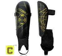 Parastinchi per bambini da calcio, con fascia capitano, tibia da calcio con protezione per caviglia per bambini 4 5 6 7 8 9 10 11 12 anni (M)