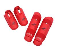 Parastinchi protezione per il collo del piede, protezione per le gambe, per taekwondo, boxe, S, rosso