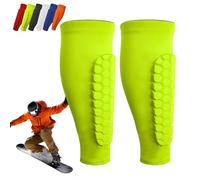 Parastinchi Sci, Para Stinchi Sci Adulto, Parastinchi per Scarponi Da sciare, Ghette Lunghe, Elastiche e Resistenti Agli Urti, con Design a Nido d'Ape, per sciare e Calcio (Verde, L)