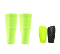 Parastinchi Un set di parastinchi da calcio for adulti, calzini con tasche, coprigambe e maniche, attrezzatura protettiva(Bright green3 Set,L(Over 14))