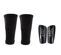 Parastinchi Un set di parastinchi da calcio for adulti, calzini con tasche, coprigambe e maniche, attrezzatura protettiva(Black2 Set,L(Over 14))