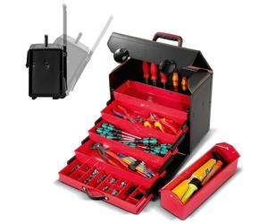 PARAT Top Line KingSize Organize Roll CP-7 | Borsa porta attrezzi vuota 28 l con ruote e manico trolley | Grande custodia in pelle con cassetti, supporto CP-7 e inserto per il trasporto, robusta borsa