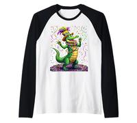 Parata di Perline in Alligatore del Mardi Gras Maglia con Maniche Raglan