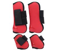 Paratendini per con Guscio Spesso in PU e Neoprene - Protezioni Sicure e Antiscivolo per Le Gambe per Saltare e Cavalcare - Rosso (Un Set di Quattro Taglie XL)