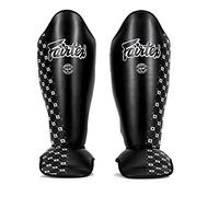 Paratibie Muay Thai Fairtex SP5 per Uomini, Donne e Bambini | Premium, Leggere e Resistenti | Protezione Estesa per evitare periostiti durante l'allenamento o lo sparring(Medium/Nero)