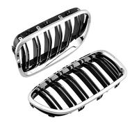 Paraurti Anteriore Griglia 2X Car Chrome + Nero Lucido Doppie Doghe Rene Anteriore Griglia Griglia Per BMW F10/F11 Per M5 535I 550I 528I 4 Porte 2010-2017 GRIGLIA PRESA ARIA