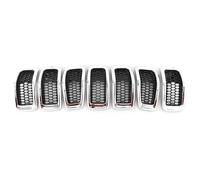 Paraurti Anteriore Griglia 7PCS Auto Paraurti Anteriore Centrale Griglia Copertura Trim Maglia A Nido ape Corsa Per Jeep Per Cherokee 2014 2015 2016 2017 2018 GRIGLIA PRESA ARIA(Black Silver)