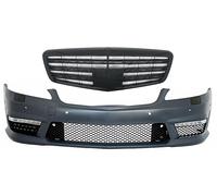 Paraurti Anteriore per Mercedes W221 2005-2012 S63 S65 Look Griglia Nero Lucido