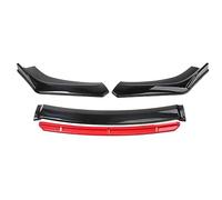Paraurti Anteriore Spoiler 4 Pezzi Universale Paraurti Anteriore Auto Labbro Corpo Kit Spoiler Splitter Diffusore Bianco Fibra Di Carbonio Splitter Plastica ABS(Black and red)