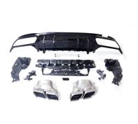 Paraurti Posteriore Gancio Traino Per Benz W205 Per AMG Diffusore | Berlina 4 Porte 2015-2021 C63 Stile Paraurti Posteriore Diffusore Spoiler Labbro Silenziatore Scarico(Silver-Black)