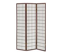 Paravento 3 ante noce 43,5x h178 cm in legno e carta di riso