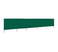 Paravento 5 pannelli 600 x 80 cm, verde | Pieghevole, tessuto non tessuto, pali in legno, protezione dal vento