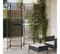 Paravento 6 pezzi marrone polyrattan divisorio con telaio in acciaio | Resistente alle intemperie, durevole, facile da pulire, design pieghevole, cerniere zincate, design a trama a linea