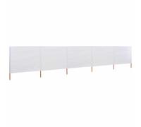 Paravento a 5 Pannelli in Tessuto 600x160 cm Bianco Sabbia