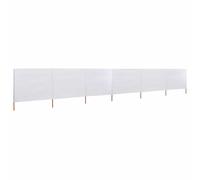 Paravento a 6 Pannelli in Tessuto 800x120 cm Bianco Sabbia