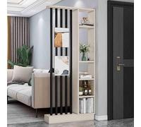 Paravento a colonna pavimento a soffitto,divisore per stanze,paravento per ingresso con colonna da pavimento a soffitto(con mensola di stoccaggio),divisore in listelli di legno per ingresso decorativo
