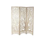 Paravento albero della vita bianco e naturale a 3 pannelli, 153 x 2,5 x 182 cm