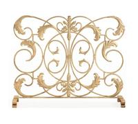 Paravento Autoportante in Ferro Battuto, ad Arco Dorato per Caminetto | Protezione scintille per caminetto a legna, griglia metallica decorativa soggiorno(Gold,38.6*31.5*9.8in)