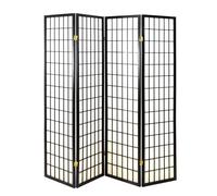 Paravento carta di riso a 4 ante nero 45xh180 cm Nero