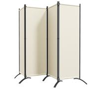 Paravento da Esterno e Interno a 4 Pannelli Pieghevole 221x50x172cm Crema