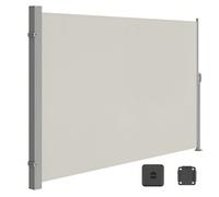Paravento da Esterno, Tenda da Sole Laterale, Antiruggine, Estensibile, 200 x 300 cm, Frangivista, Parasole Ombreggiante, Tenda da Esterno Balcone Terrazzo Giardino, Beige/Argento/Antracite [Telo para