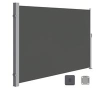 Paravento da Esterno, Tenda da Sole Laterale, Antiruggine, Estensibile, 200 x 350 cm, Frangivista, Parasole Ombreggiante, Tenda da Esterno Balcone Terrazzo Giardino, Antracite/Beige/Grigio Chiaro/Grig