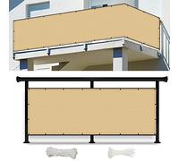 Paravento da giardino e balcone, 70 x 450 cm, protezione dal vento e dal sole, con occhielli e corde per condominio/terrazza, colore: giallo sabbia