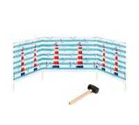 Paravento da Spiaggia, Protezione dal Vento, Protezione Privacy, Spiaggia, Giardino, paravento 4 m + Martello di Gomma GAEX001 (Faro, 4 m)