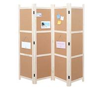 Paravento divisore bacheca sughero separe HWC-G52 4 pannelli 2x161x166cm