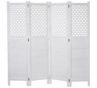 Paravento divisore separè decorativo HWC-A84 4 pannelli 161x170cm - bianco
