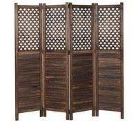 Paravento divisore separè decorativo HWC-A84 4 pannelli 161x170cm - marrone