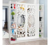 Paravento divisorio in legno con montanti verticali e ripiani portaoggetti, separatore decorativo a listelli in legno per ingresso, per camera da letto, ingresso(190cm/74.8in,180cm/70.8in)