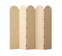 Paravento Divisorio per espositori con pannelli forati in legno massello, parete divisoria per la privacy della decorazione dell'home office, utilizzata per lo stoccaggio e l'esposizione(180x200cm/5.9