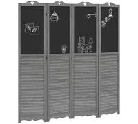 Paravento divisorio pieghevole con 4 pannelli in legno con lavagne per camera da letto 162X172 cm Grigio