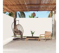 Paravento divisorio retrattile per esterni, 200 x 600 cm, crema protezione UV, tenda laterale per patio e balcone, parasole avvolgibile automatico, ideale per giardino e terrazza