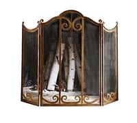 Paravento in metallo retrò - parascintille pieghevole in tre parti per soggiorno decorativo per caminetto elegante divisorio per la sicurezza del camino di casa