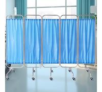Paravento medico per la privacy, tenda divisoria pieghevole su ruote, 4 misure in acciaio inox, per emergenze, reparti, sale di cura, saloni di bellezza (blu, 250 cm x 180 cm)