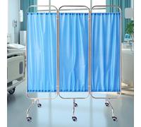 Paravento medico per la privacy, tenda divisoria pieghevole su ruote, 4 misure in acciaio inox, per emergenze, reparti, sale di cura, saloni di bellezza (blu, 150 cm x 180 cm)