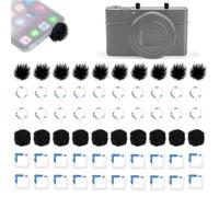 Paravento Microfono in pelliccia, 20 Pezzi Nero Antivento Microfono, Copertura Microfono In Spugna, Spugnetta Microfono, Spugna Microfono Interfono, Compatibile con GoPro Hero 13/12/11/10/9/8