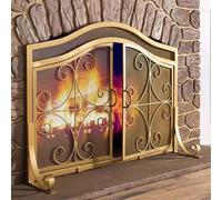 Paravento moderno con porta e rete protettiva, in ferro battuto, realizzato a mano, per bruciatori a legna, sicurezza per animali domestici e bambini